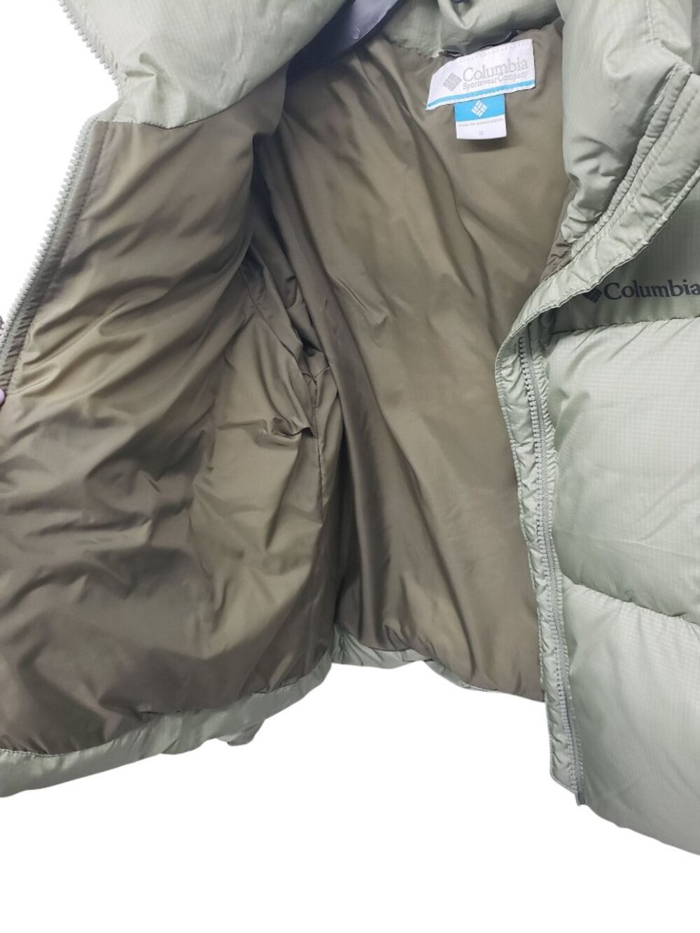 Columbia Sage Green Cropped Puffer Jacket Womens S Small Cute - Picture 8 of 11